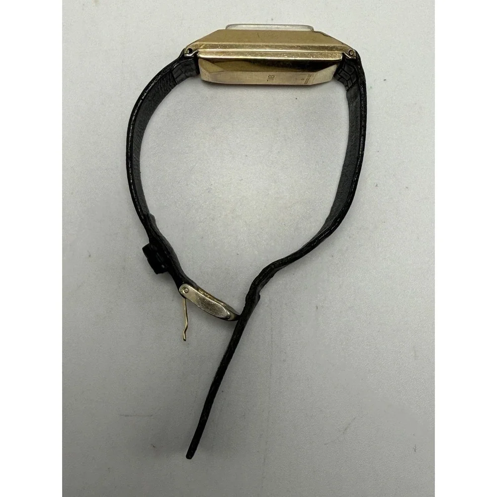 Timex Electric Ladies Tank Watch New Battery 10K Rolled Gold Plate 18MM 6.5
